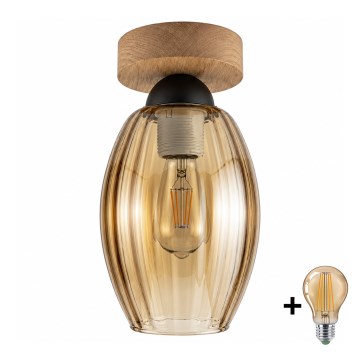 BRILAGI - LED laelamp RETRO GLASS 1xE27/60W/230V läbimõõt 17 cm tamm/suitsune beež