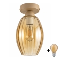 BRILAGI - LED laelamp RETRO GLASS 1xE27/60W/230V Ø 17 cm beež/suitsune beež