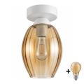 BRILAGI - LED laelamp RETRO GLASS 1xE27/60W/230V Ø 17 cm valge/suitsune beež