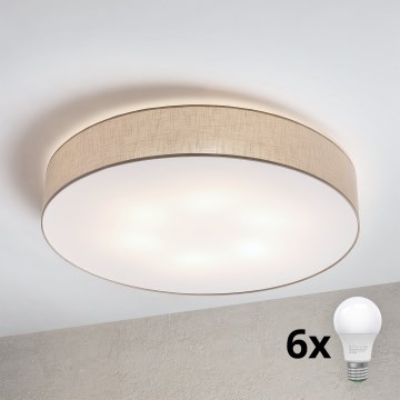 Brilagi - LED laelamp SIRIJA 6xE27/15W/230V, läbimõõt 80 cm, beež