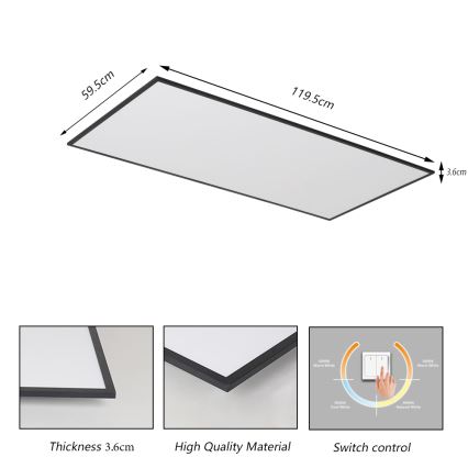 Brilagi - LED laelamp SLIMFRAME LED/80W/230V 120x60 cm 3000/4000/6000K must