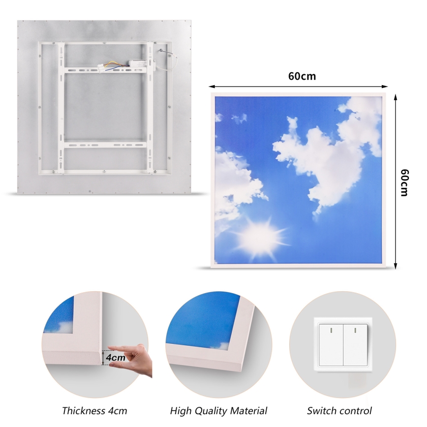 Brilagi - LED laelamp SLIMFRAME SKY LED/58W/230V 60x60 cm hõbedane/sinine