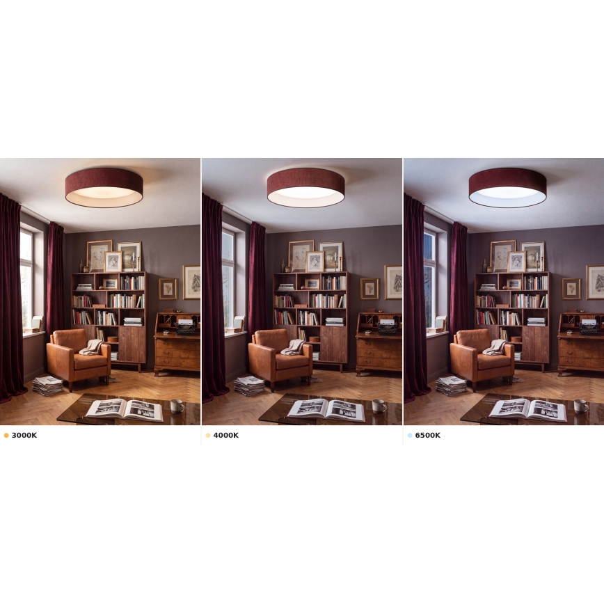 Brilagi - LED-laelamp VELVET VARI LED/24W/230V 3000/4000/6500K, läbimõõt 45 cm, veinipunane