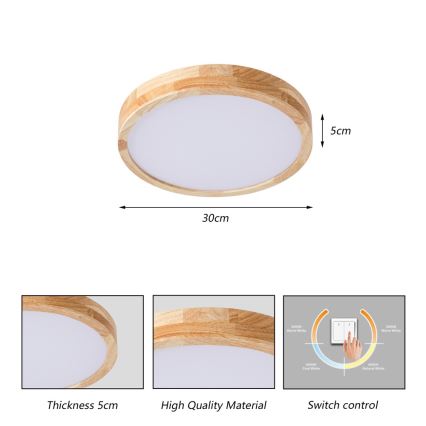 BRILAGI - LED laelamp WOODLINE LED/24W/230V 3000/4000/6000K tamm Ø 30 cm