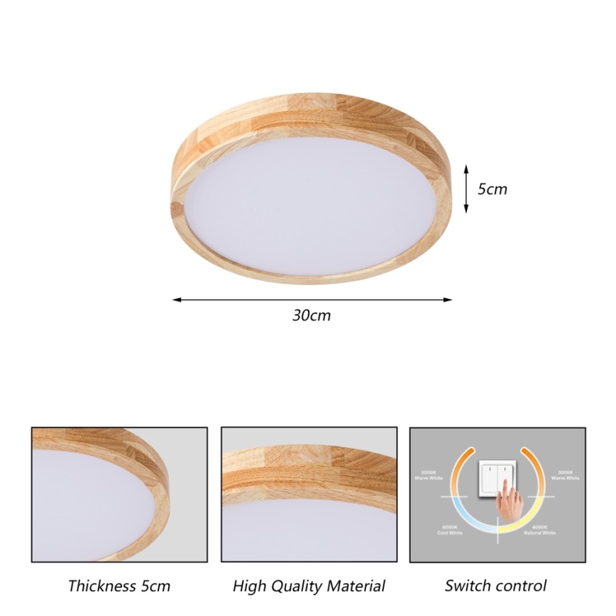 BRILAGI - LED laelamp WOODLINE LED/24W/230V 3000/4000/6000K tamm Ø 30 cm