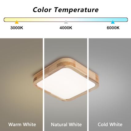 BRILAGI - LED laevalgusti WOODLINE SQUARE LED/32W/230V 3000/4000/6000K tammeviimistlus 30x30 cm
