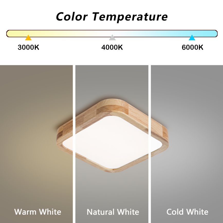 BRILAGI - LED laevalgusti WOODLINE SQUARE LED/32W/230V 3000/4000/6000K tammeviimistlus 30x30 cm