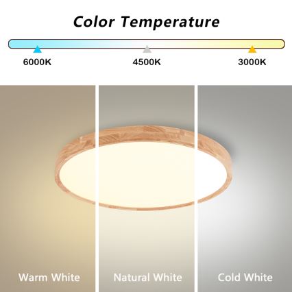 Brilagi - LED laelamp WOODROUND LED/30W/230V 3000/4000/6000K läbimõõt 40 cm puidust CRI 90