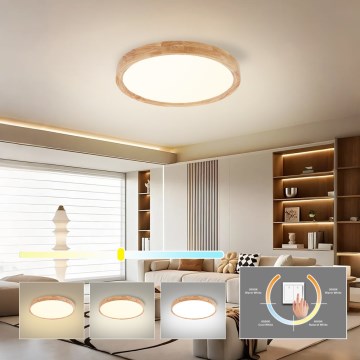 Brilagi - LED laelamp WOODROUND LED/30W/230V 3000/4000/6000K läbimõõt 40 cm puidust CRI 90