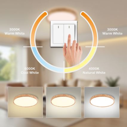 Brilagi - WOODROUND LED laelamp 30W/230V 3000/4000/6000K Ø 40 cm puit CRI 90