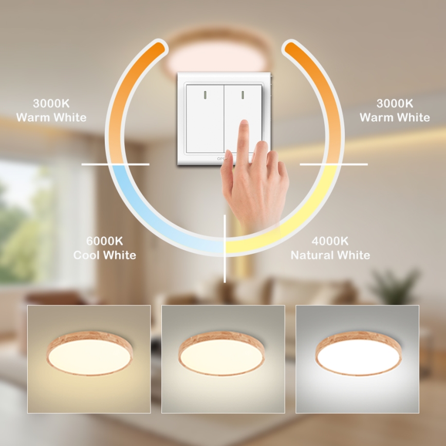 Brilagi - WOODROUND LED laelamp 30W/230V 3000/4000/6000K Ø 40 cm puit CRI 90