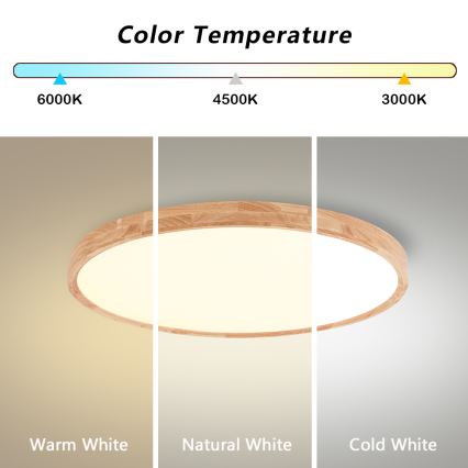 Brilagi - WOODROUND LED laelamp LED/40W/230V, 3000/4000/6000K, läbimõõt 60 cm, puidust, CRI 90