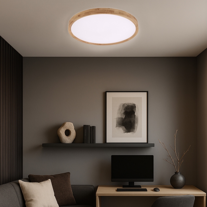 Brilagi - WOODROUND LED laelamp LED/40W/230V, 3000/4000/6000K, läbimõõt 60 cm, puidust, CRI 90