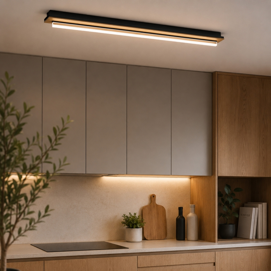 Brilagi - LED-laelamp WOODY FLAT LED/25W/230V tamm/must