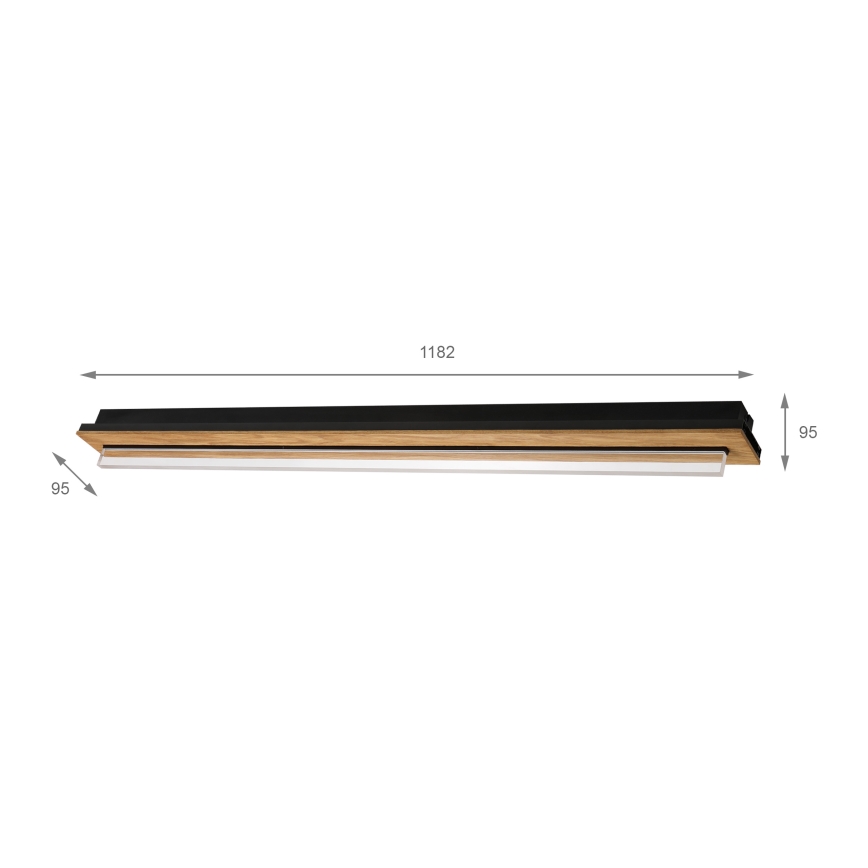 Brilagi - LED-laelamp WOODY FLAT LED/25W/230V tamm/must