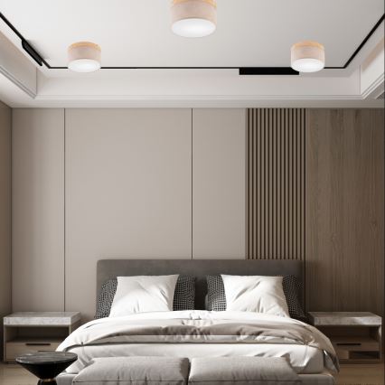 Brilagi - LED Laevalgusti BELLADONNA 1xE27/15W/230V d. 30 cm beež/mänd