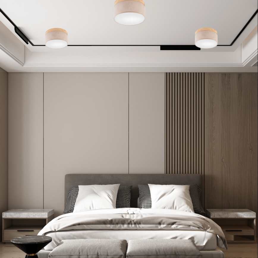 Brilagi - LED Laevalgusti BELLADONNA 1xE27/15W/230V d. 30 cm beež/mänd