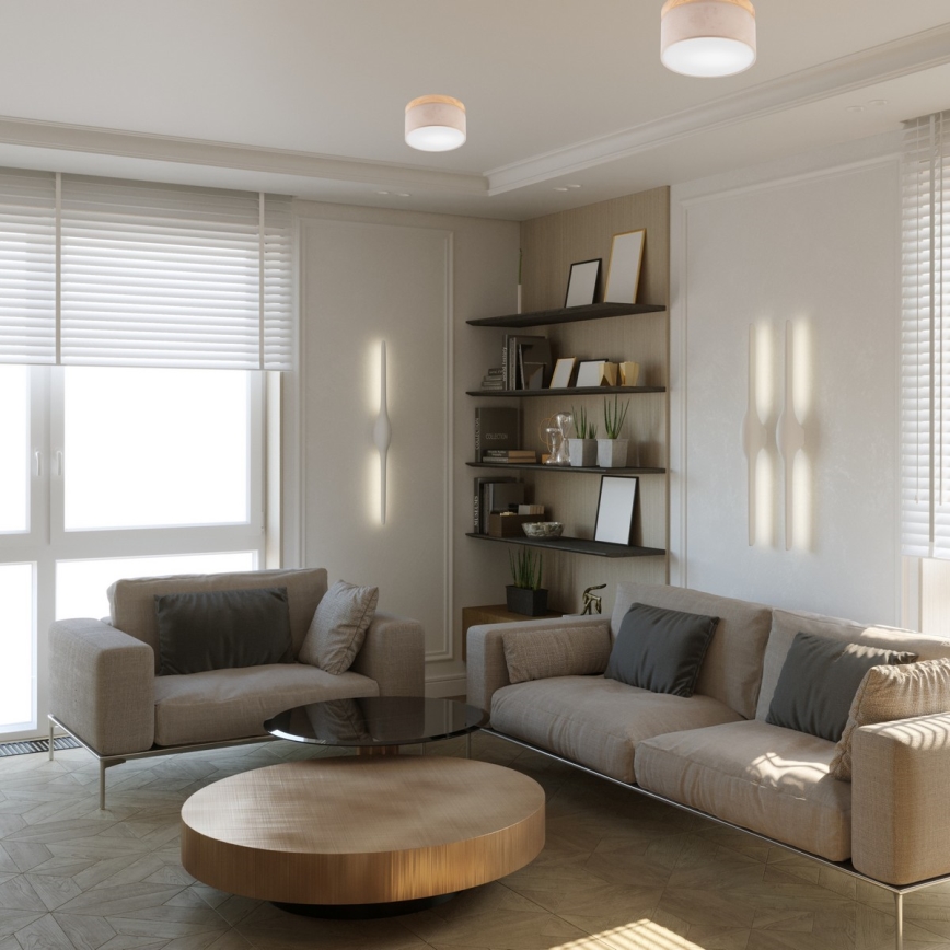 Brilagi - LED Laevalgusti BELLADONNA 1xE27/15W/230V d. 30 cm beež/mänd