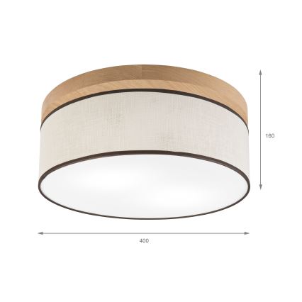 Brilagi - LED Laevalgusti BELLADONNA 2xE27/15W/230V d. 40 cm kreemikas/tamm