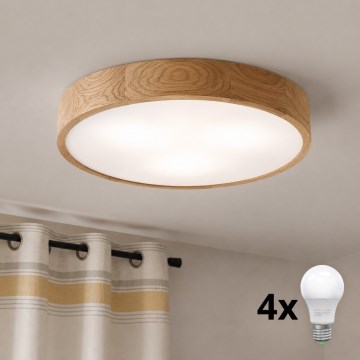 Brilagi - LED laevalgusti CARVALHO 4xE27/60W/230V tammeviimistlusega, läbimõõt 57,5 cm