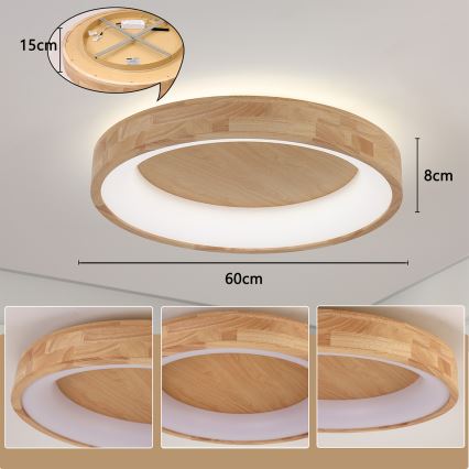 Brilagi - LED laelamp FALCON WOOD LED/40W/230V 3000/4000/6000K Ø 60 cm, puidust