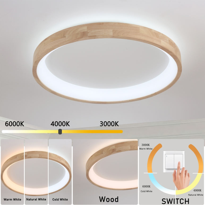 Brilagi - LED laelamp FALCON WOOD LED/60W/230V 3000/4000/6000K läbimõõt 80 cm puidust