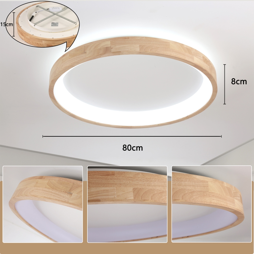Brilagi - LED laelamp FALCON WOOD LED/60W/230V 3000/4000/6000K läbimõõt 80 cm puidust