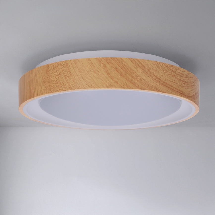 Brilagi - LED laelamp FLOCO LED/24W/230V Ø 30 cm puiduimitatsioon/valge