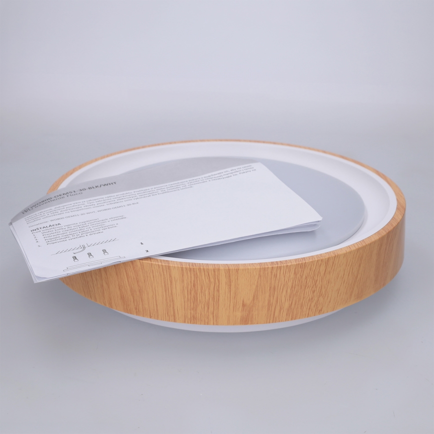 Brilagi - LED laelamp FLOCO LED/24W/230V Ø 30 cm puiduimitatsioon/valge