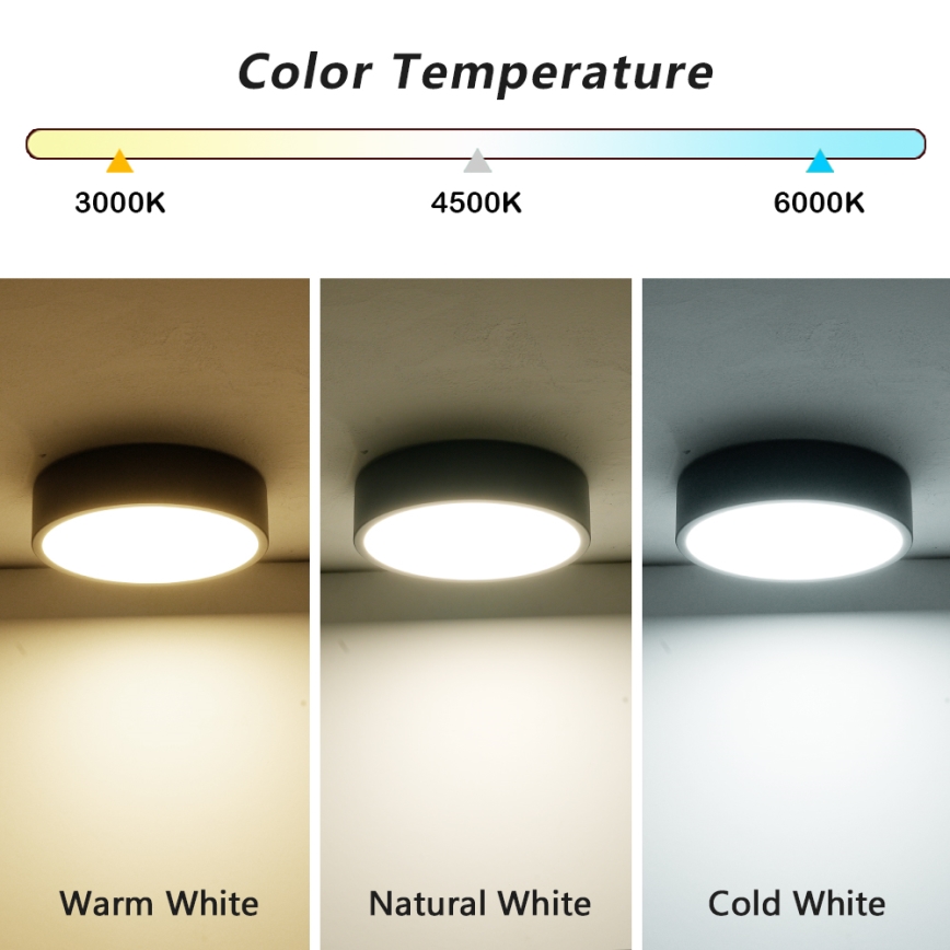 Brilagi - LED laevalgusti POOL, 18 W, 230 V, 3000/4000/6000 K, läbimõõt 20 cm, must