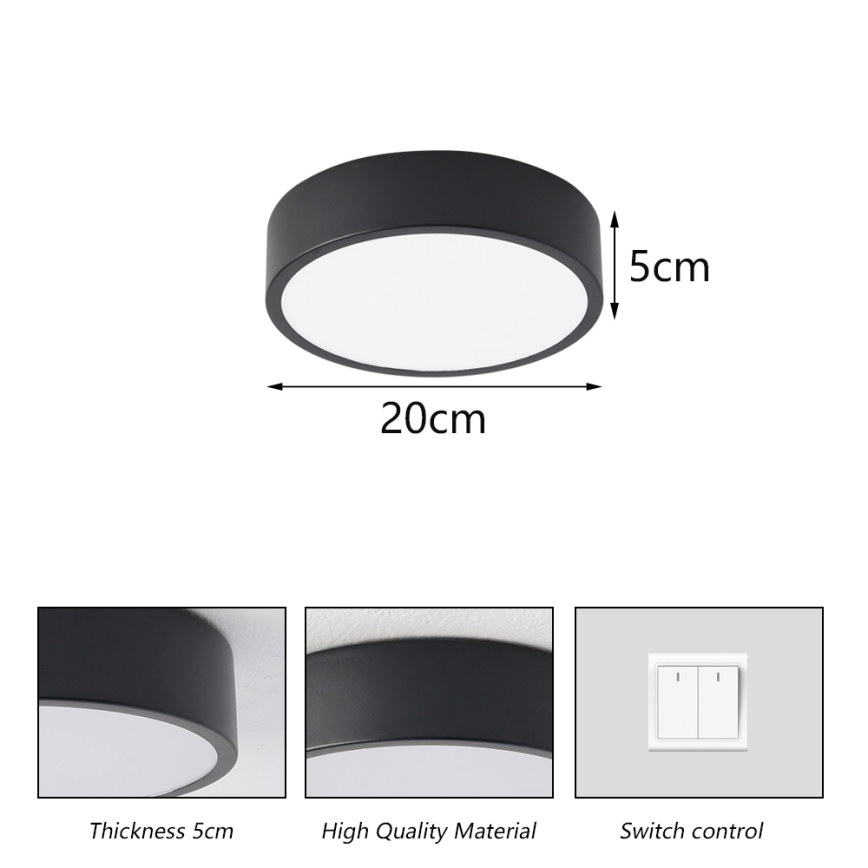 Brilagi - LED laevalgusti POOL, 18 W, 230 V, 3000/4000/6000 K, läbimõõt 20 cm, must