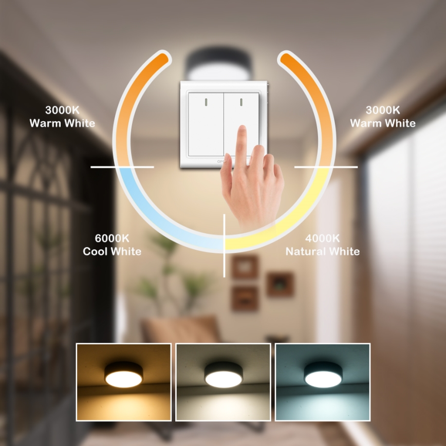 Brilagi - LED laevalgusti POOL, 18 W, 230 V, 3000/4500/6000 K, läbimõõt 20 cm, must