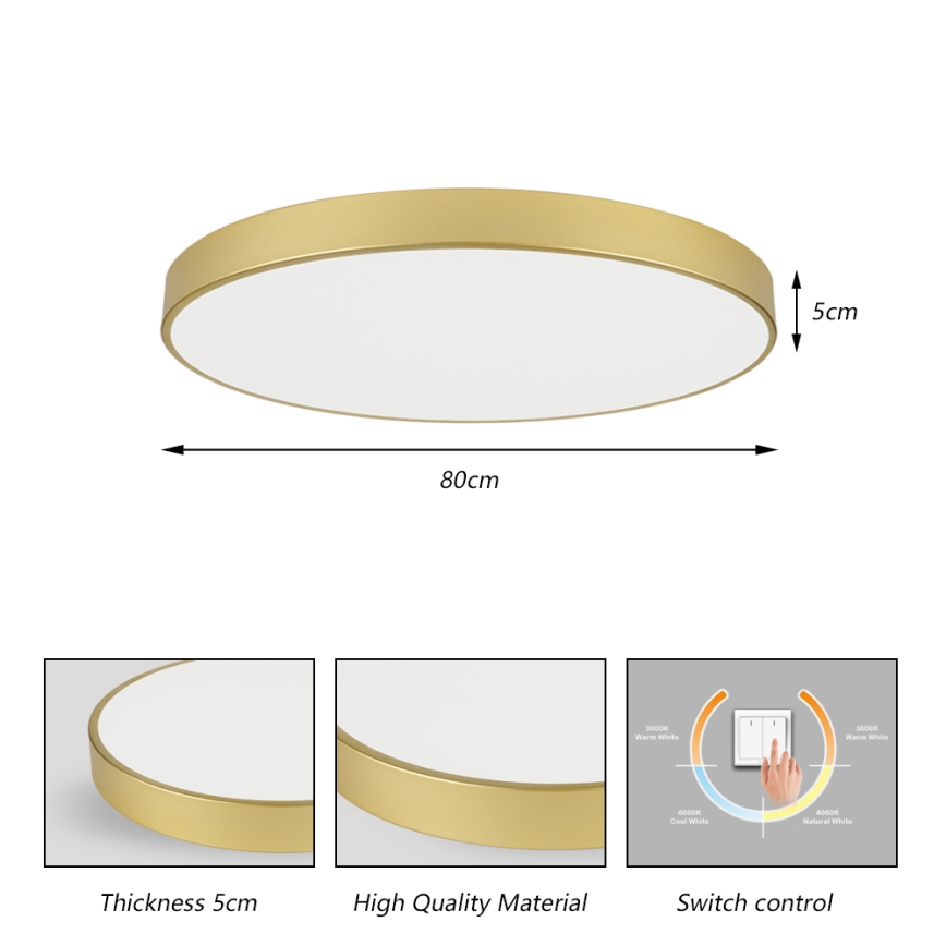 Brilagi - LED laevalgusti POOL LED/100W/230V 3000/4000/6000K läbimõõt 80 cm kuldne