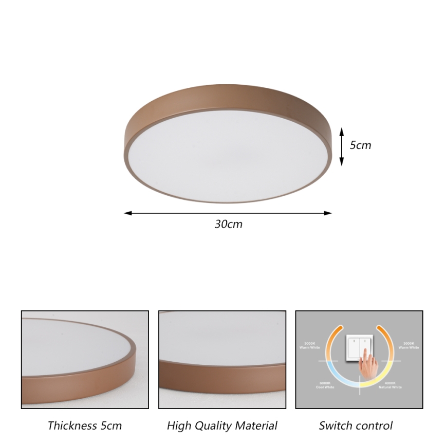 Brilagi - LED laevalgusti POOL LED/36W/230V 3000/4000/6000K, läbimõõt 30 cm, pruun