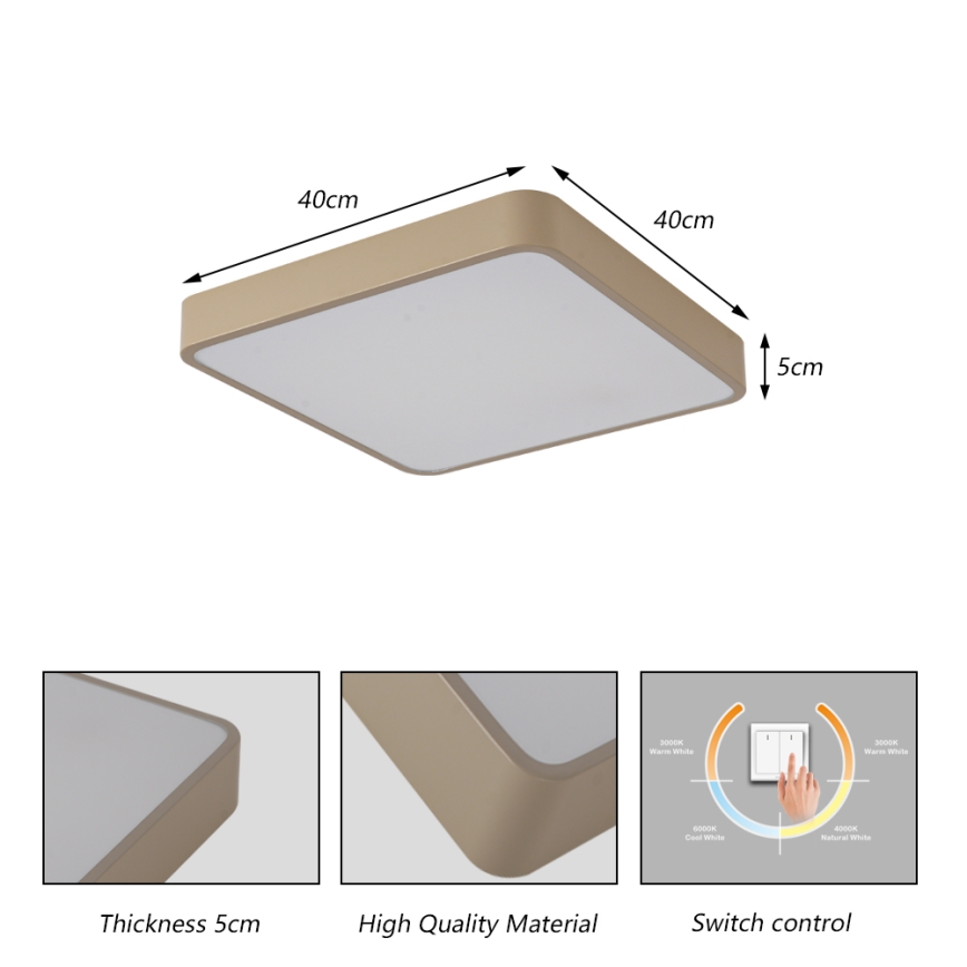 Brilagi - LED laevalgusti POOL LED/36W/230V 3000/4000/6000K 40x40 cm beež