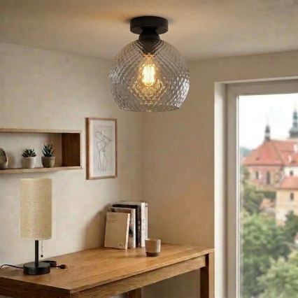 BRILAGI - LED laelamp RETRO GLASS 1xE27/60W/230V läbimõõt 25 cm must/suitsuhall