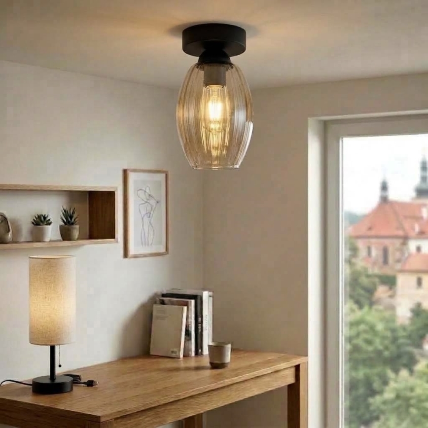 BRILAGI - LED laelamp RETRO GLASS 1xE27/60W/230V läbimõõt 17 cm must/suitsune beež