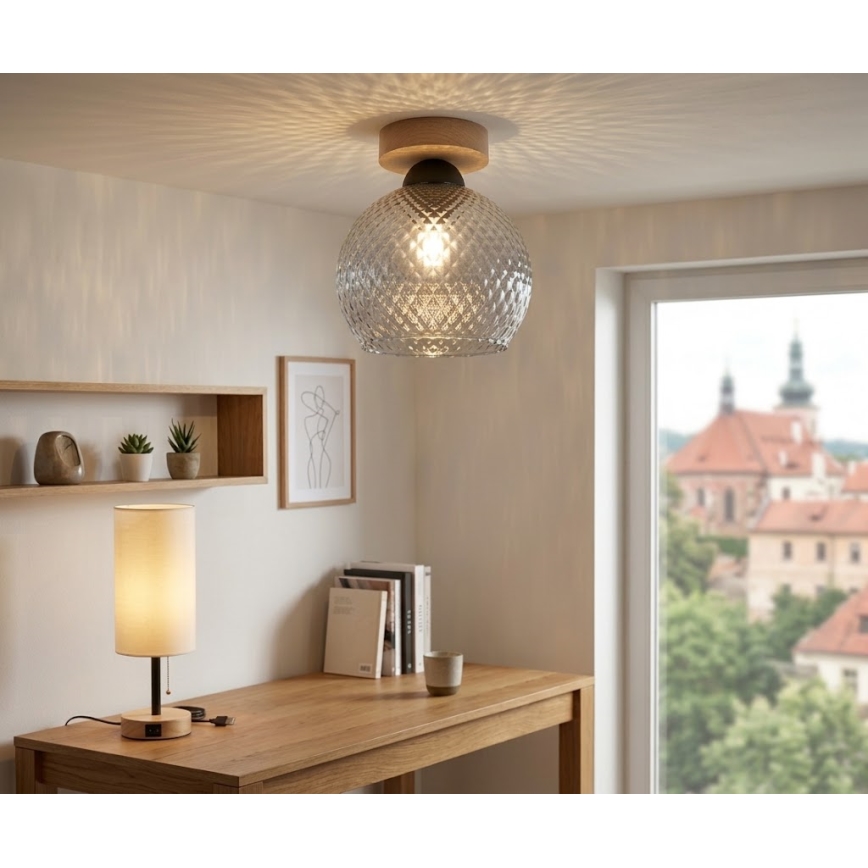 BRILAGI - LED laevalgusti RETRO GLASS 1xE27/60W/230V läbimõõt 18 cm tamm/suitsuhall