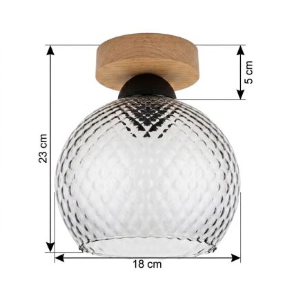 BRILAGI - LED laevalgusti RETRO GLASS 1xE27/60W/230V läbimõõt 18 cm tamm/suitsuhall