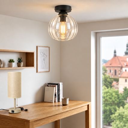 BRILAGI - LED laevalgusti RETRO GLASS 1xE27/60W/230V läbimõõt 18 cm must/läbipaistev