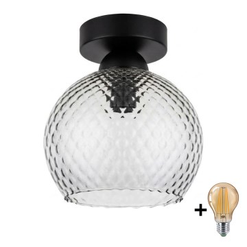 BRILAGI - LED laevalgusti RETRO GLASS 1xE27/60W/230V läbimõõt 18 cm must/suitsuhall
