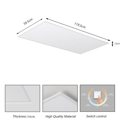 Brilagi - LED laelamp SLIMFRAME LED/80W/230V 120x60 cm 3000/4000/6000K valge