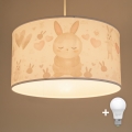 Brilagi - LED laste laelamp nööril BOBO 1xE27/60W/230V, läbimõõt 35 cm, valge/jänesed