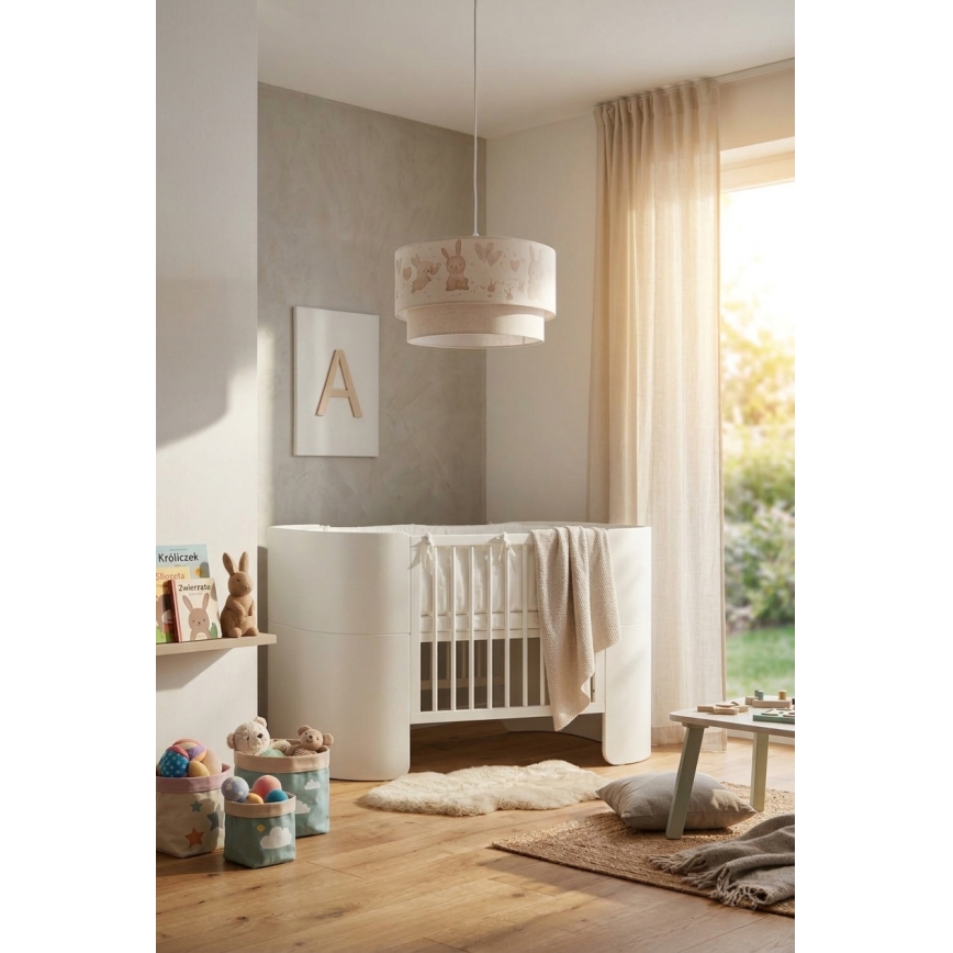 Brilagi - LED laste laelamp nööril BOBO 1xE27/60W/230V, läbimõõt 35 cm, valge/jänesed