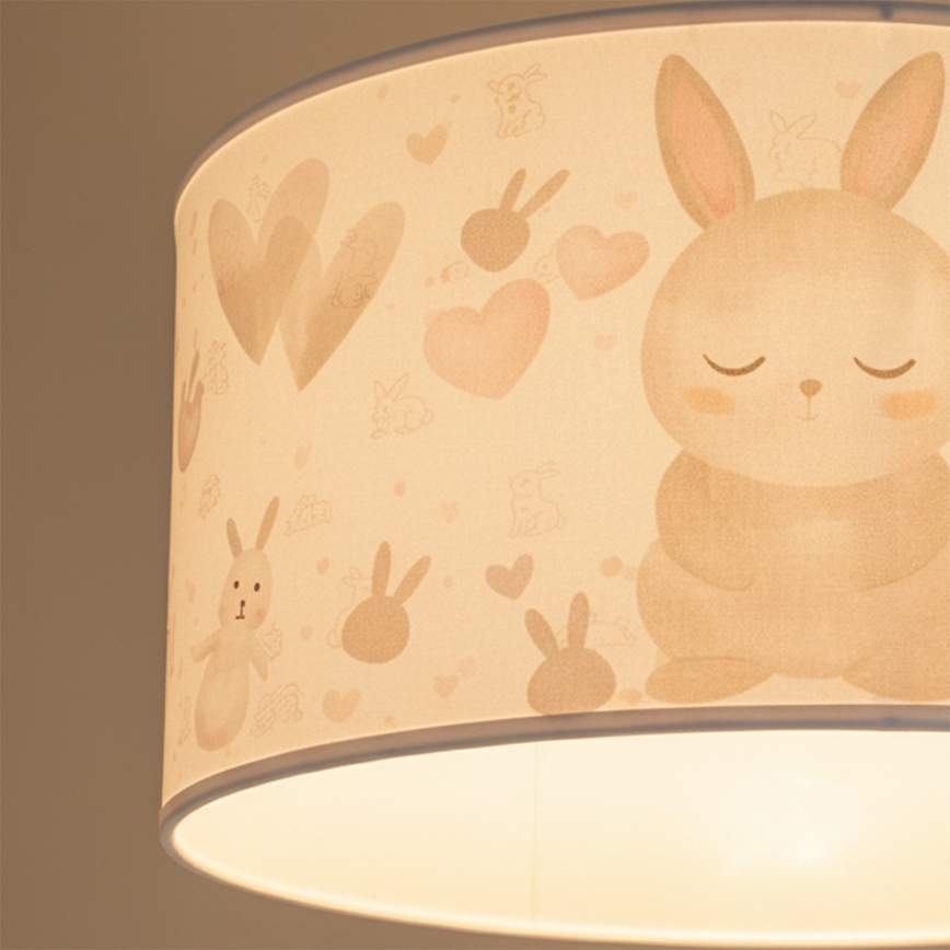 Brilagi - LED laste laelamp nööril BOBO 1xE27/60W/230V, läbimõõt 35 cm, valge/jänesed