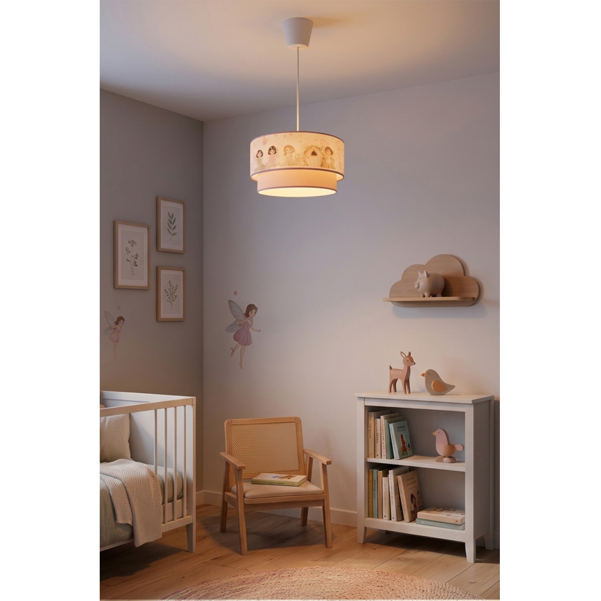 Brilagi - LED laste laelamp riputatav kaabliga BOBO 1xE27/10W/230V läbimõõt 40 cm roosa/haldjad