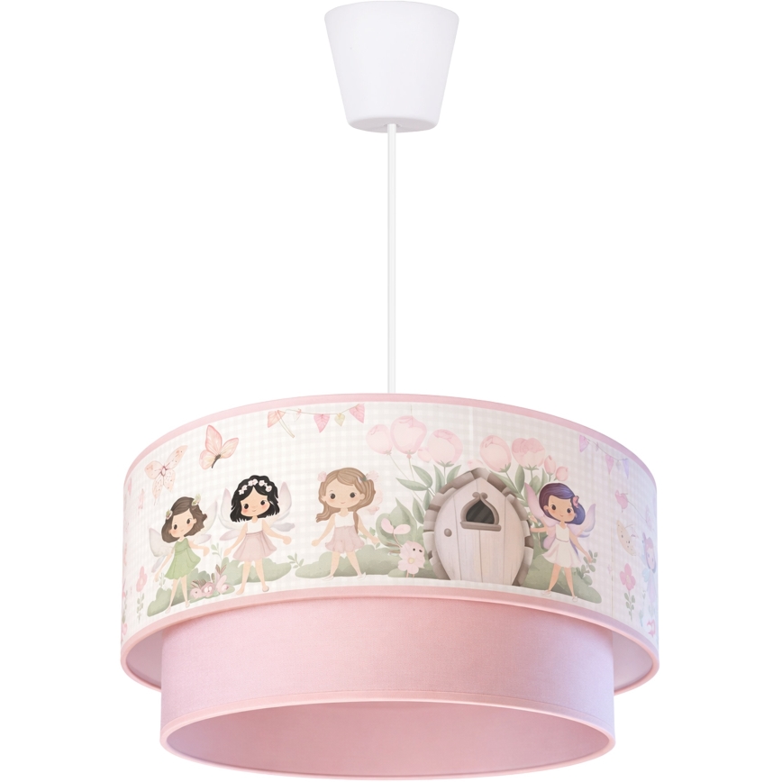 Brilagi - LED laste laelamp riputatav kaabliga BOBO 1xE27/60W/230V läbimõõt 40 cm roosa/haldjad