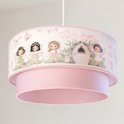 Brilagi - LED laste laelamp riputatav kaabliga BOBO 1xE27/60W/230V läbimõõt 40 cm roosa/haldjad
