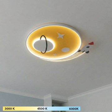 Brilagi -LED Laste laelamp STARSHIP LED/64W/230V 3000/4500K kollane