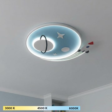 Brilagi -LED Laste laelamp STARSHIP LED/64W/230V 3000/4500K sinine